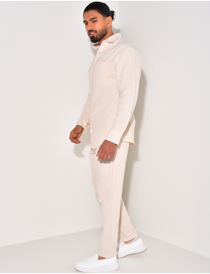 Ensemble pantalon et chemise manches longues texturé Ensemble pantalon et chemise manches longues texturé