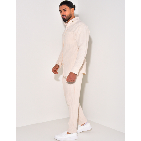 Ensemble pantalon et chemise manches longues texturé Ensemble pantalon et chemise manches longues texturé