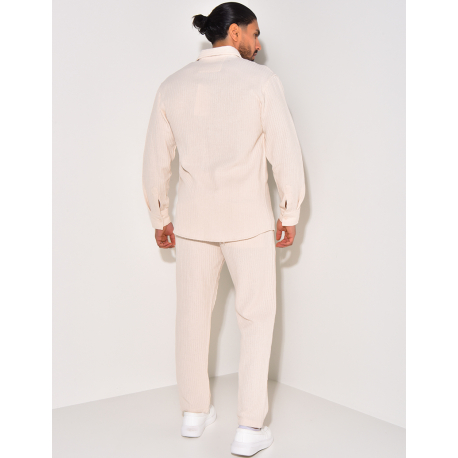 Ensemble pantalon et chemise manches longues texturé Ensemble pantalon et chemise manches longues texturé
