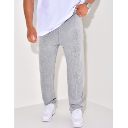 Pantalon de jogging à écriture aspect vieilli Pantalon de jogging à écriture aspect vieilli
