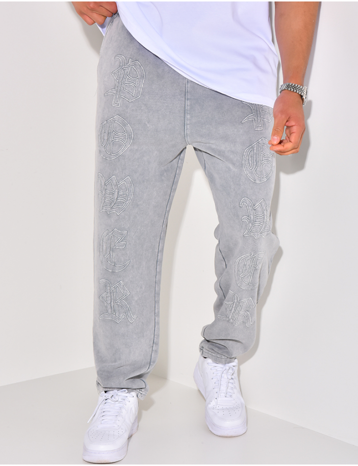 Pantalon de jogging à écriture aspect vieilli Pantalon de jogging à écriture aspect vieilli