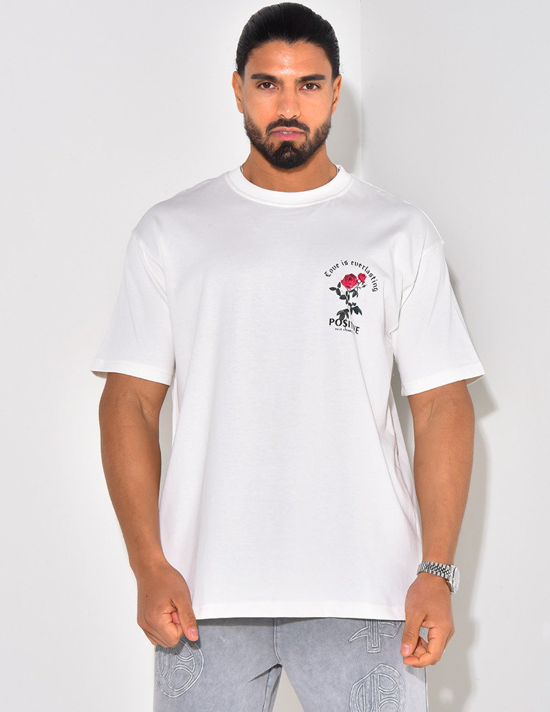 T-shirt "Positive" motifs rose