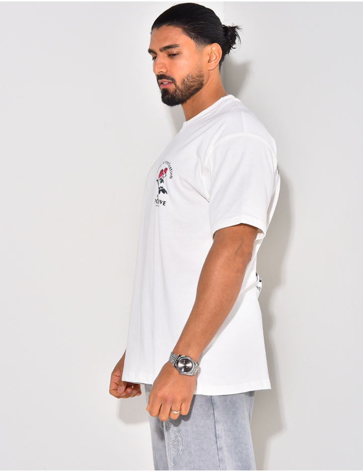 T-shirt "Positive" motifs rose