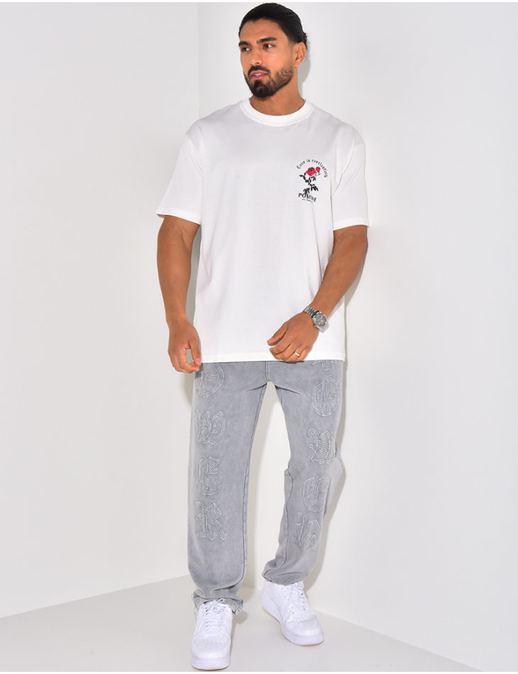 T-shirt "Positive" motifs rose