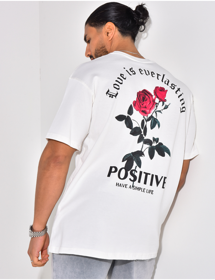 T-shirt "Positive" motifs rose