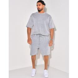 Ensemble short et t-shirt effet vieilli Ensemble short et t-shirt effet vieilli