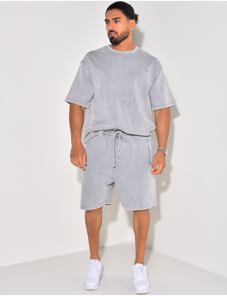 Ensemble short et t-shirt effet vieilli Ensemble short et t-shirt effet vieilli