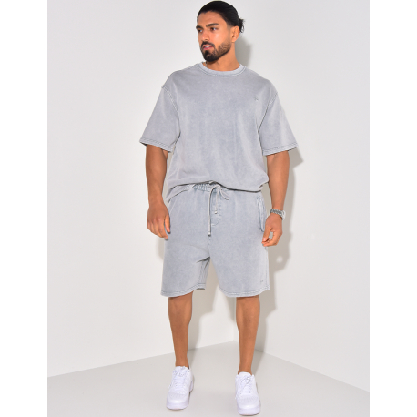 Ensemble short et t-shirt effet vieilli Ensemble short et t-shirt effet vieilli