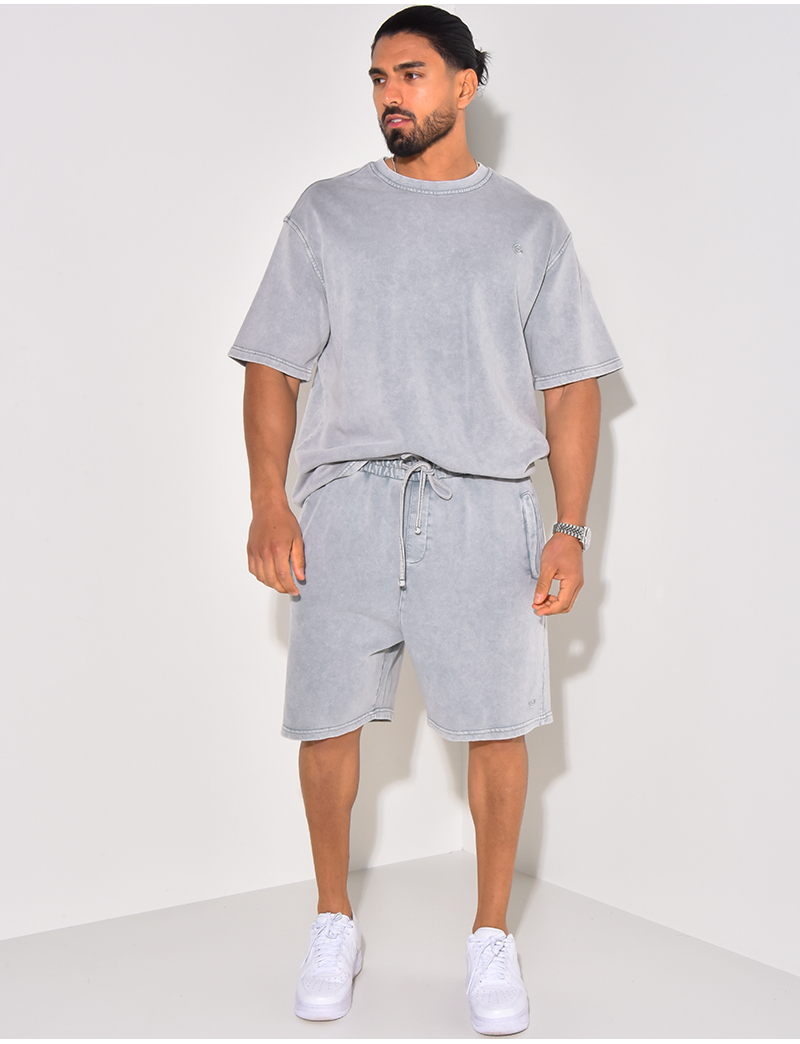 Ensemble short et t-shirt effet vieilli