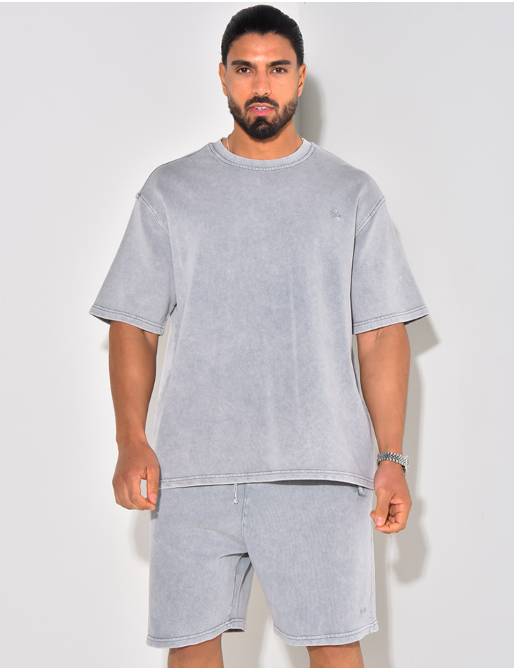 Ensemble short et t-shirt effet vieilli Ensemble short et t-shirt effet vieilli