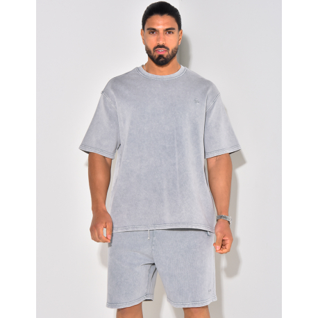 Ensemble short et t-shirt effet vieilli Ensemble short et t-shirt effet vieilli