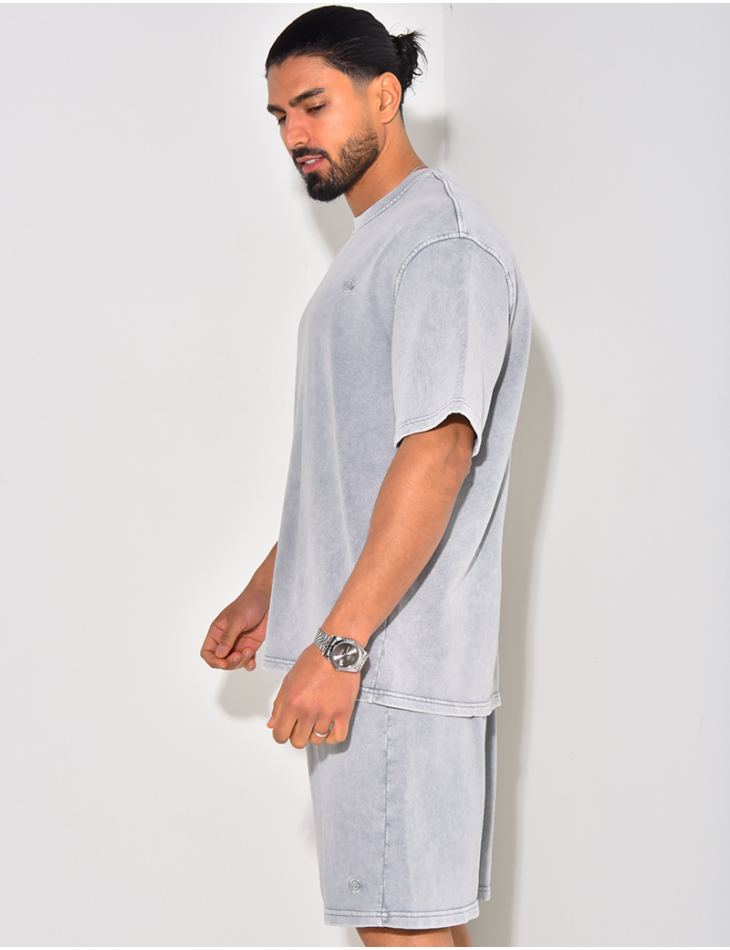 Ensemble short et t-shirt effet vieilli Ensemble short et t-shirt effet vieilli