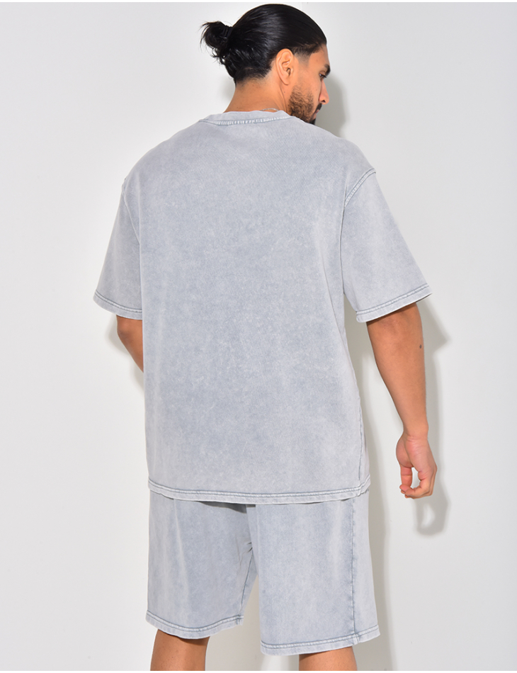 Ensemble short et t-shirt effet vieilli Ensemble short et t-shirt effet vieilli