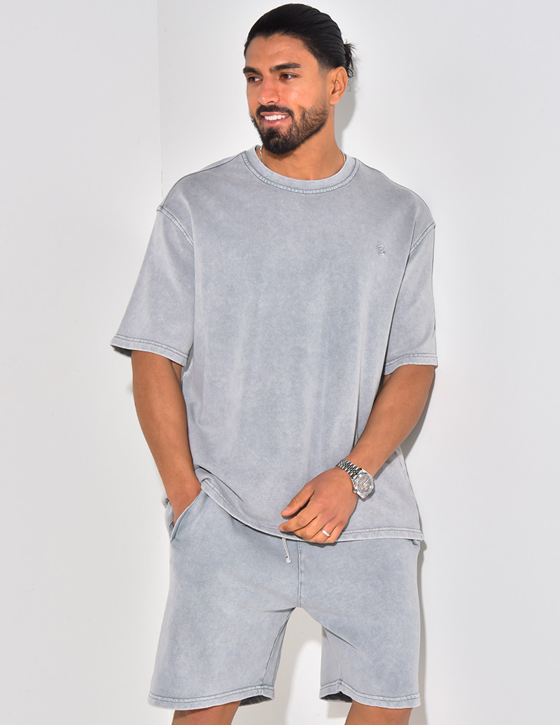 Ensemble short et t-shirt effet vieilli