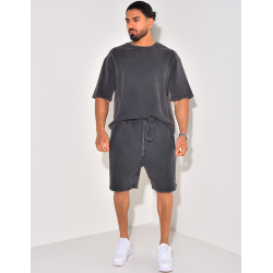 Ensemble short et t-shirt effet vieilli