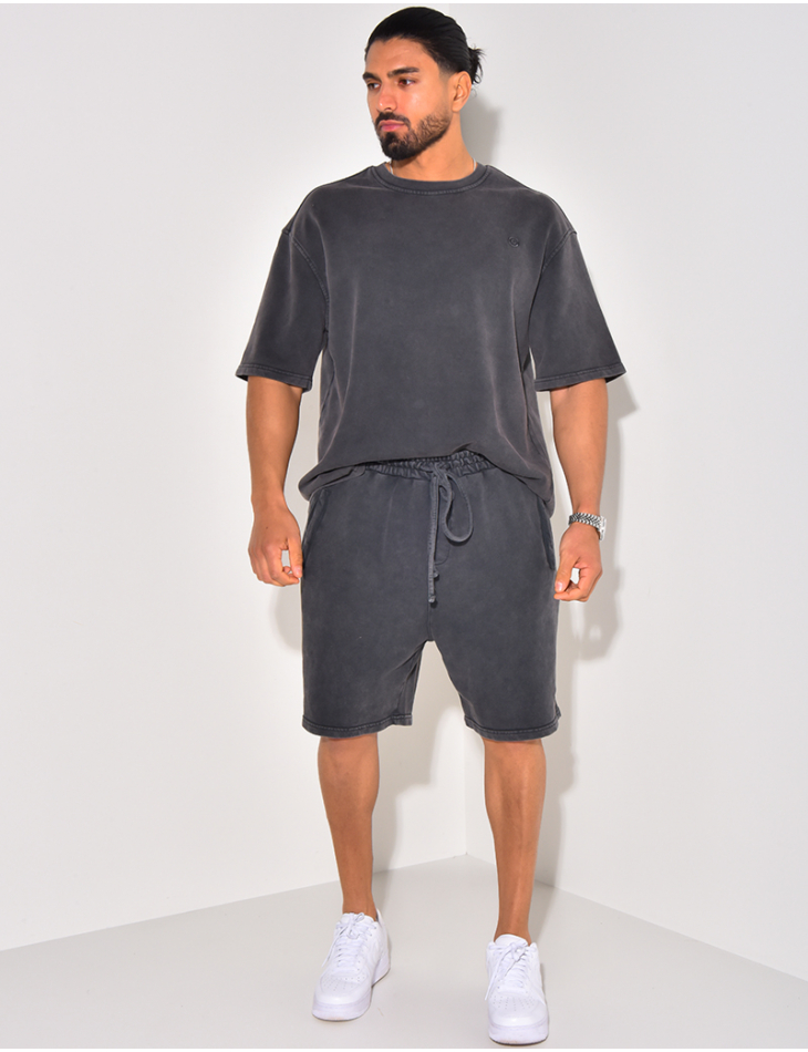 Ensemble short et t-shirt effet vieilli