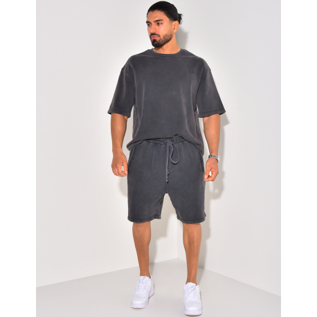 Ensemble short et t-shirt effet vieilli