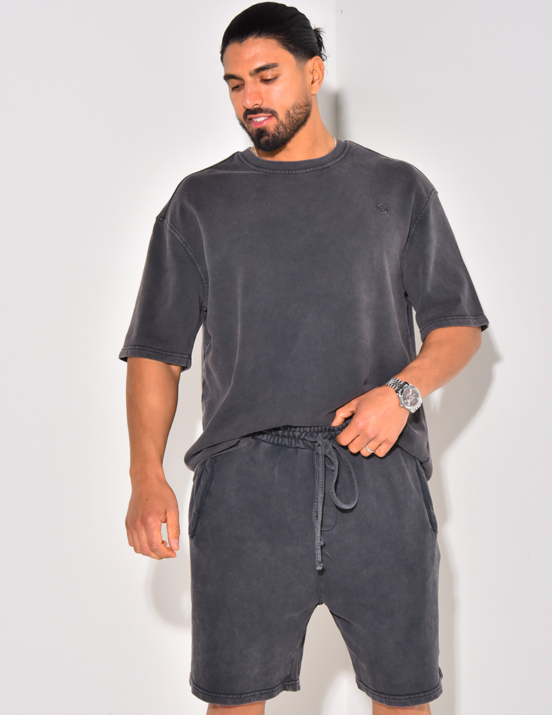 Ensemble short et t-shirt effet vieilli