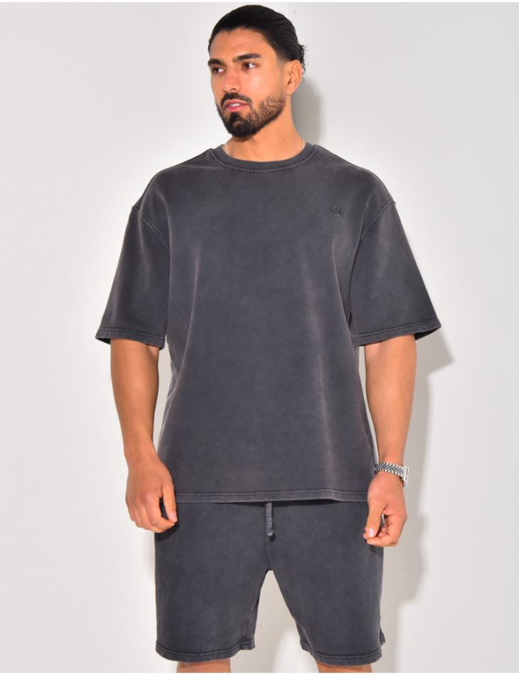 Ensemble short et t-shirt effet vieilli