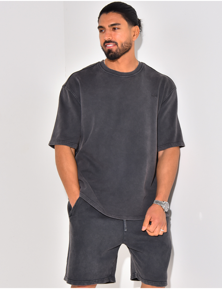 Ensemble short et t-shirt effet vieilli