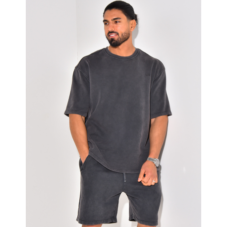 Ensemble short et t-shirt effet vieilli