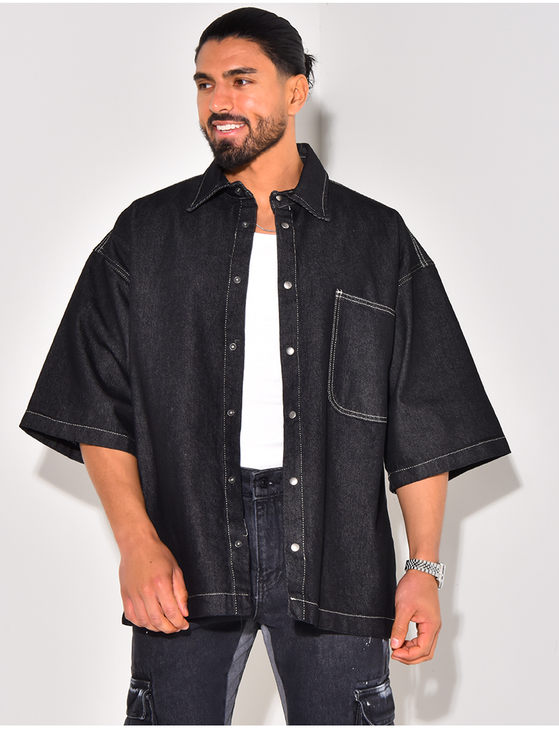 Chemise en jeans manches courtes oversize