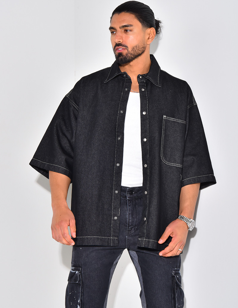 Chemise en jeans manches courtes oversize