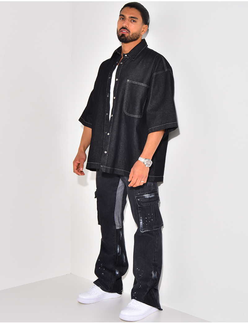 Chemise en jeans manches courtes oversize