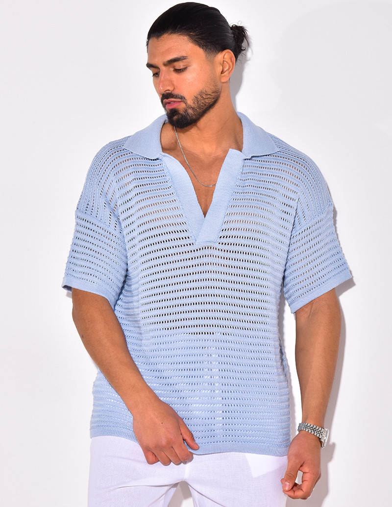  Durchbrochenes Poloshirt