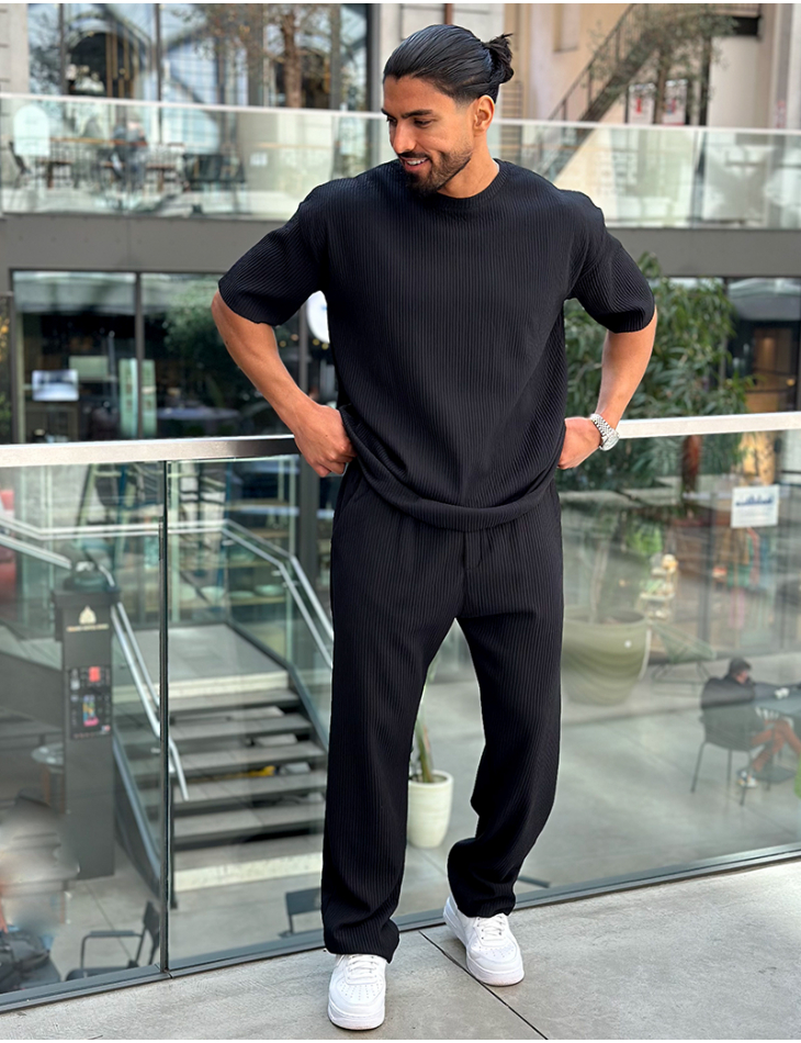 Ribbed pants and t-shirt set