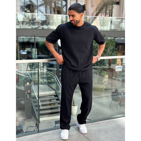 Ribbed pants and t-shirt set