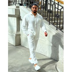 Ensemble pantalon et chemise manches longues texturé Ensemble pantalon et chemise manches longues texturé