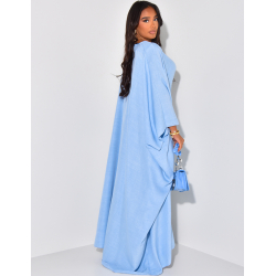 Loose-fitting linen-effect dress to tie at the waist Loose-fitting linen-effect dress to tie at the waist