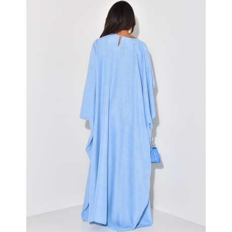 Loose-fitting linen-effect dress to tie at the waist Loose-fitting linen-effect dress to tie at the waist