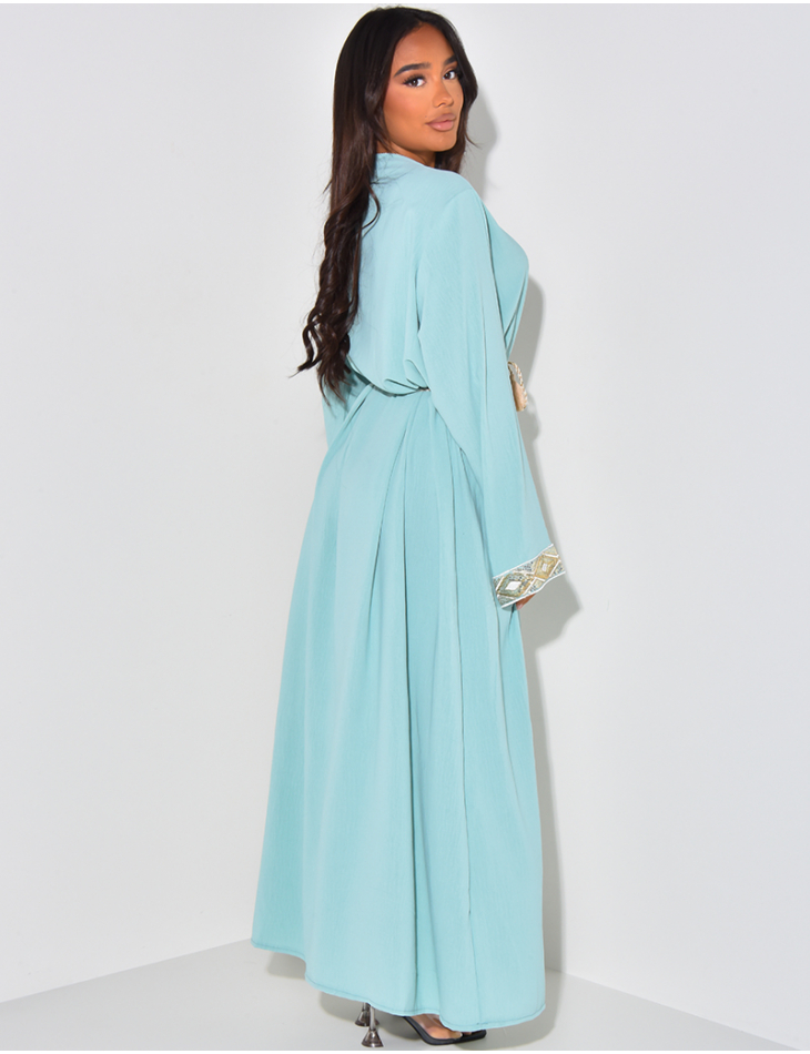 Robe abaya à sequins et cordelette