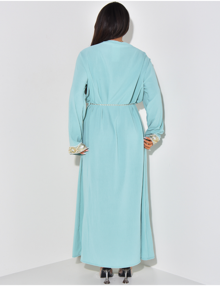 Robe abaya à sequins et cordelette
