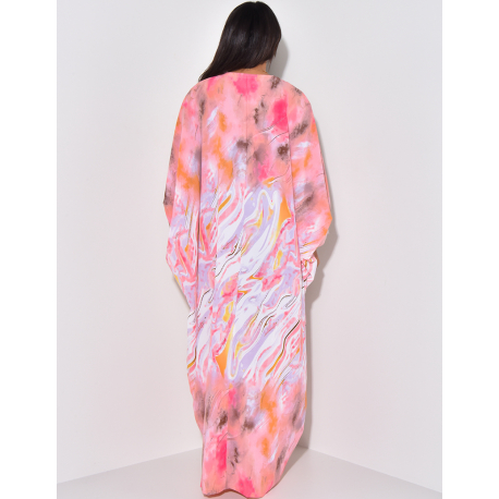 Abaya ample à motifs imprimés & broderies Abaya ample à motifs imprimés & broderies