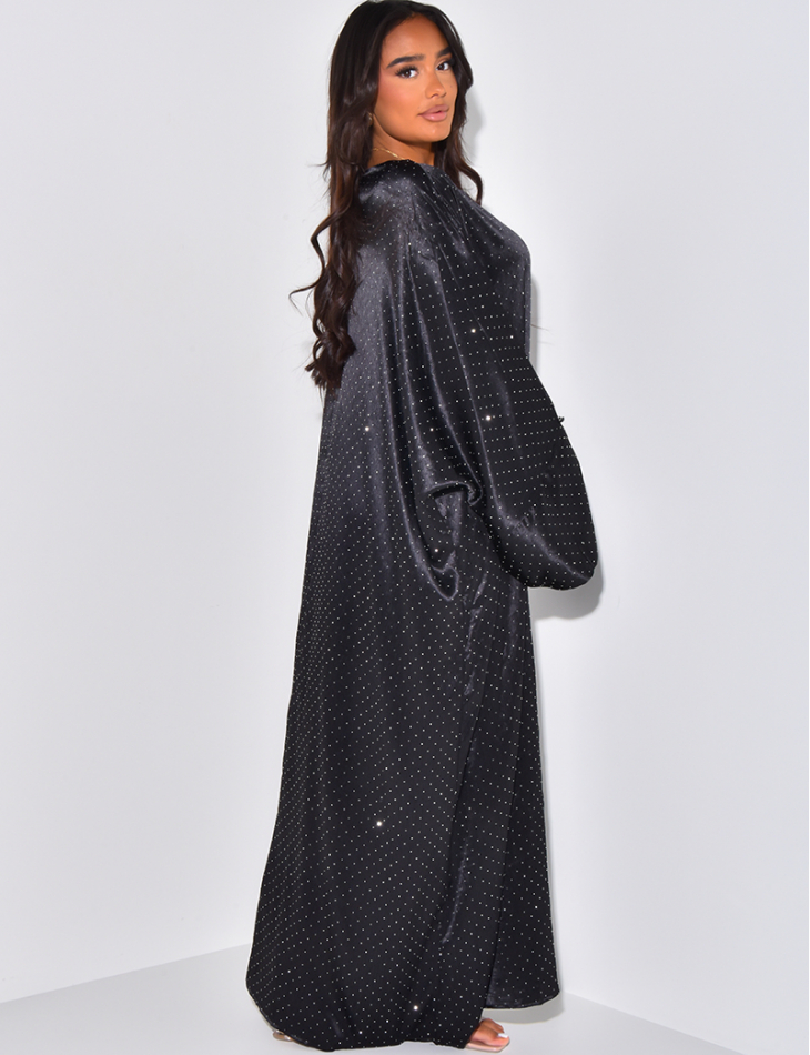 Robe abaya ample en satin à strass Robe abaya ample en satin à strass