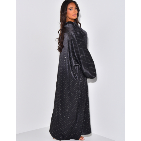 Robe abaya ample en satin à strass Robe abaya ample en satin à strass