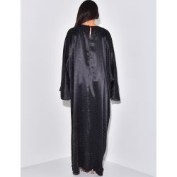 Robe abaya ample en satin à strass Robe abaya ample en satin à strass