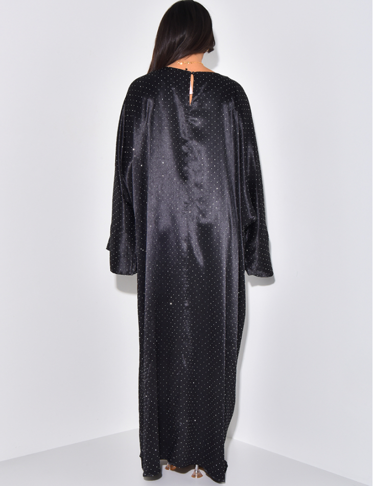 Robe abaya ample en satin à strass Robe abaya ample en satin à strass