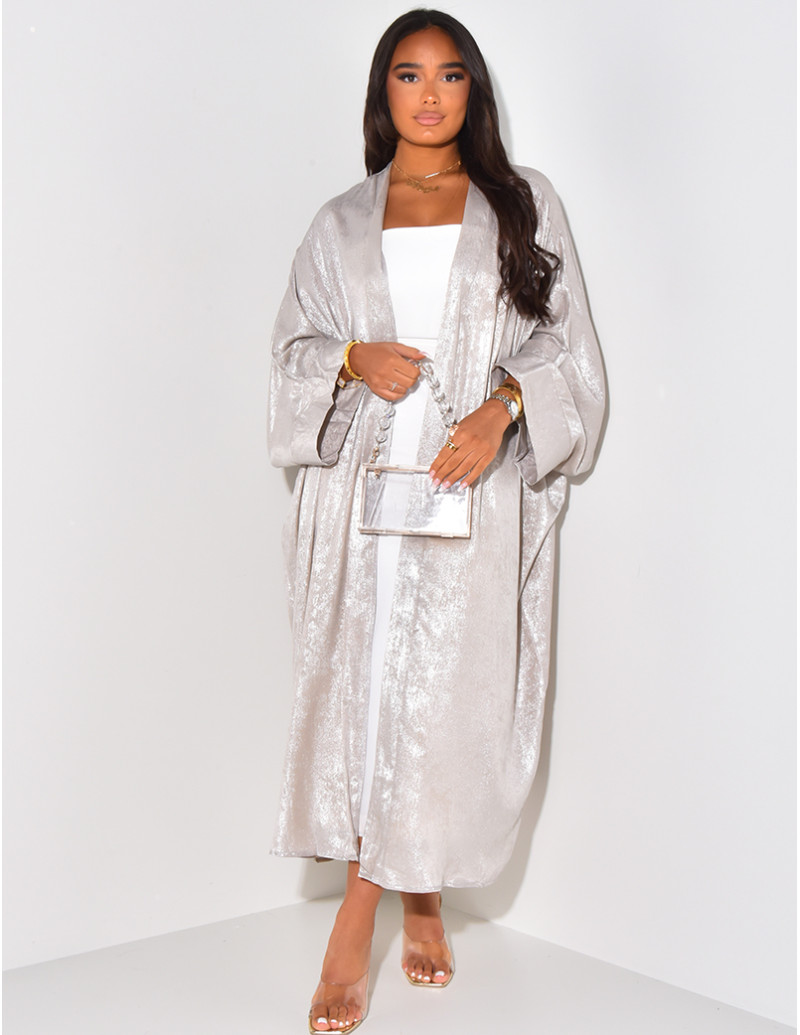Oversized iridescent long kimono