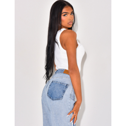 LOVE embroidered ribbed tank top