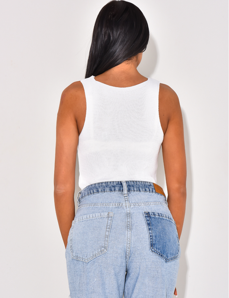 LOVE embroidered ribbed tank top