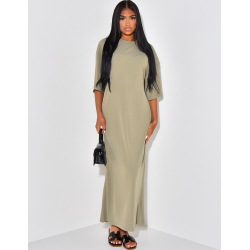 Long straight-cut ribbed t-shirt dress Long straight-cut ribbed t-shirt dress