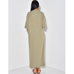 Long straight-cut ribbed t-shirt dress Long straight-cut ribbed t-shirt dress