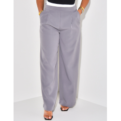 Straight-leg trousers with satin turn-ups
