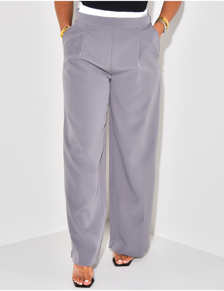 Straight-leg trousers with satin turn-ups
