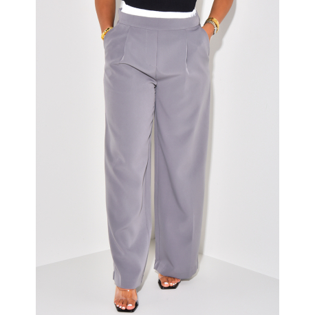 Straight-leg trousers with satin turn-ups
