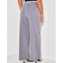 Straight-leg trousers with satin turn-ups